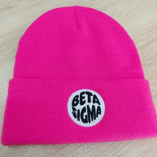 FUCHSIA BEANIE NEW WHITE LOGO