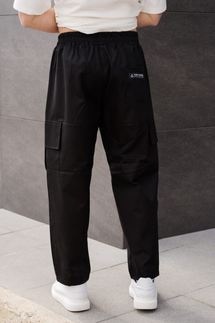 TONY COUPER BLACK CARGO BUGGY PANTS BACK VIEW