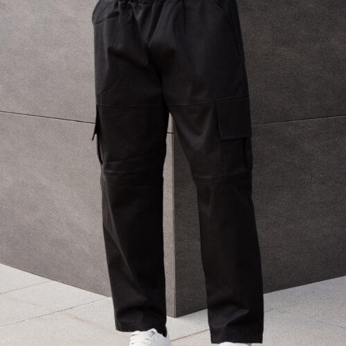 TONY COUPER BLACK CARGO BUGGY PANTS VIEW FRONT